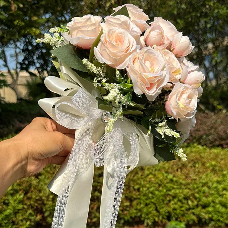 1PC Wedding Bouquet for Bride Wheat Ear and Green Leaf Wedding Bouquet Ceremony Anniversary Bridal Shower Wedding Accessories