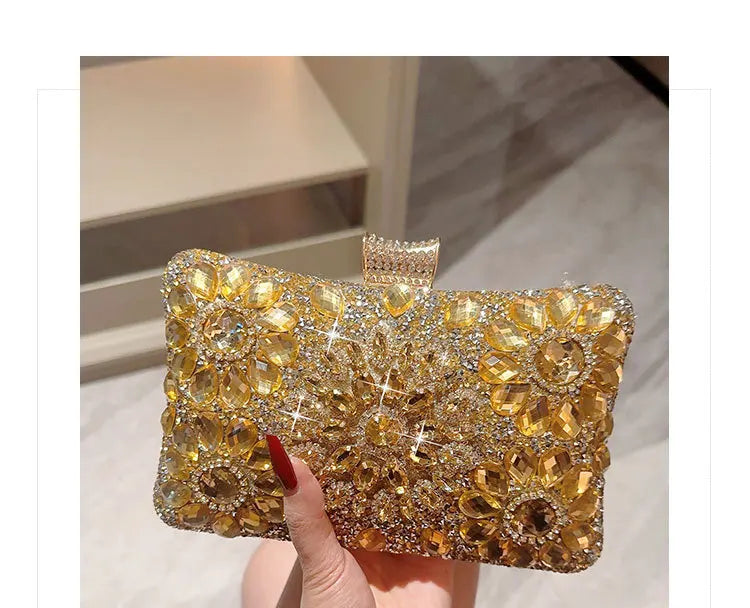 Choice Rhinestone Beaded Clutch Evening Bag Women Wedding Party Purse Evening Banquet Bag European Exquisite Bridal Purse para