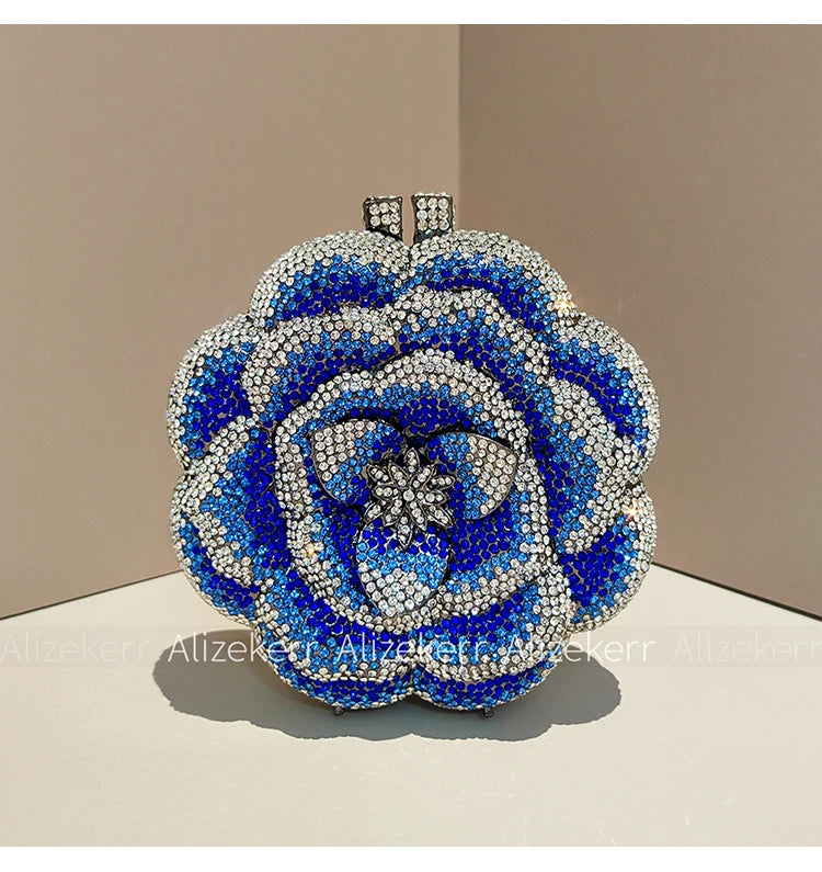 Rose-Shaped Crystal Bridal Clutch