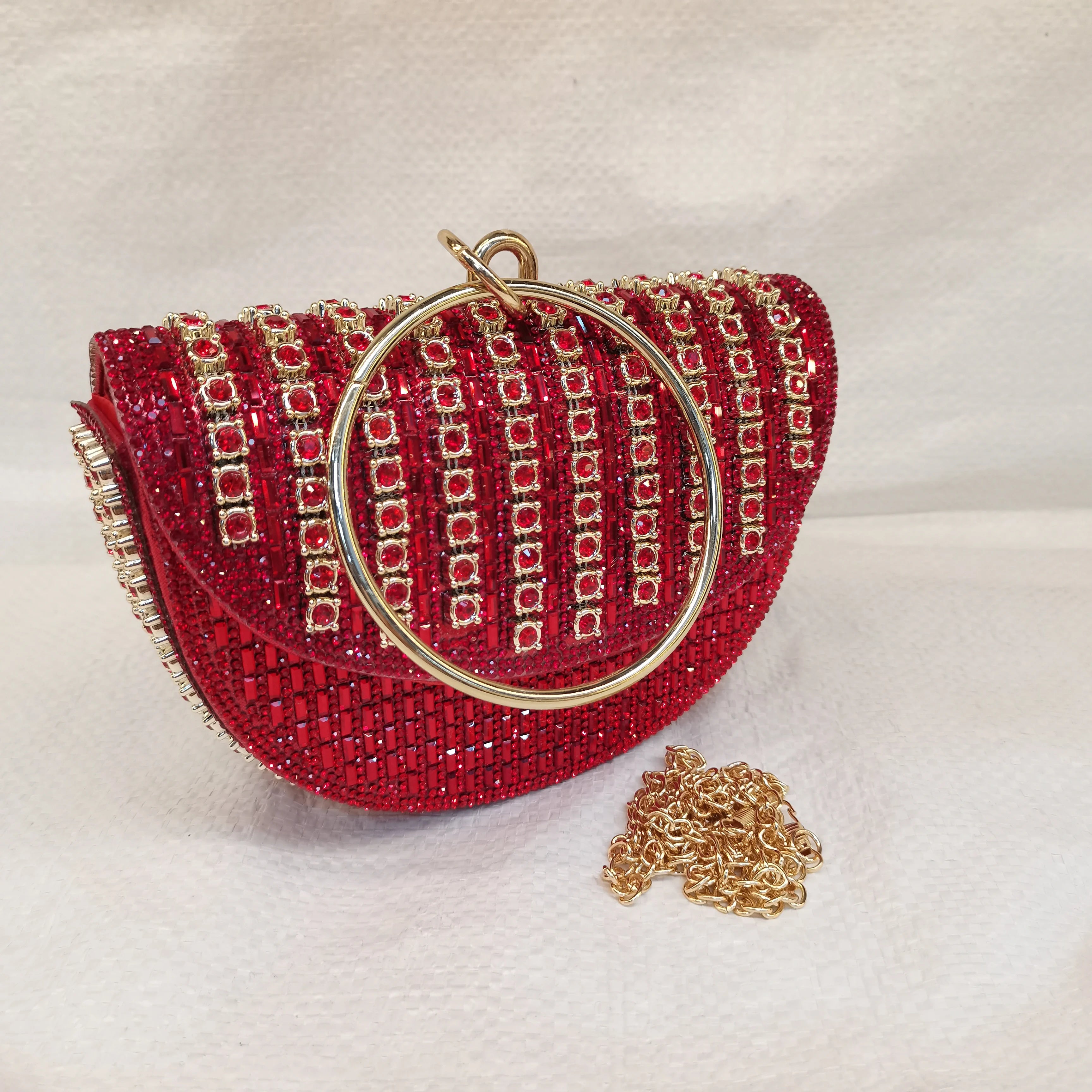 Pretty Rhinestone Clutch Evening Bag Women Wedding Party Purse Evening Banquet Round Bag European Exquisite Bridal Purse Para