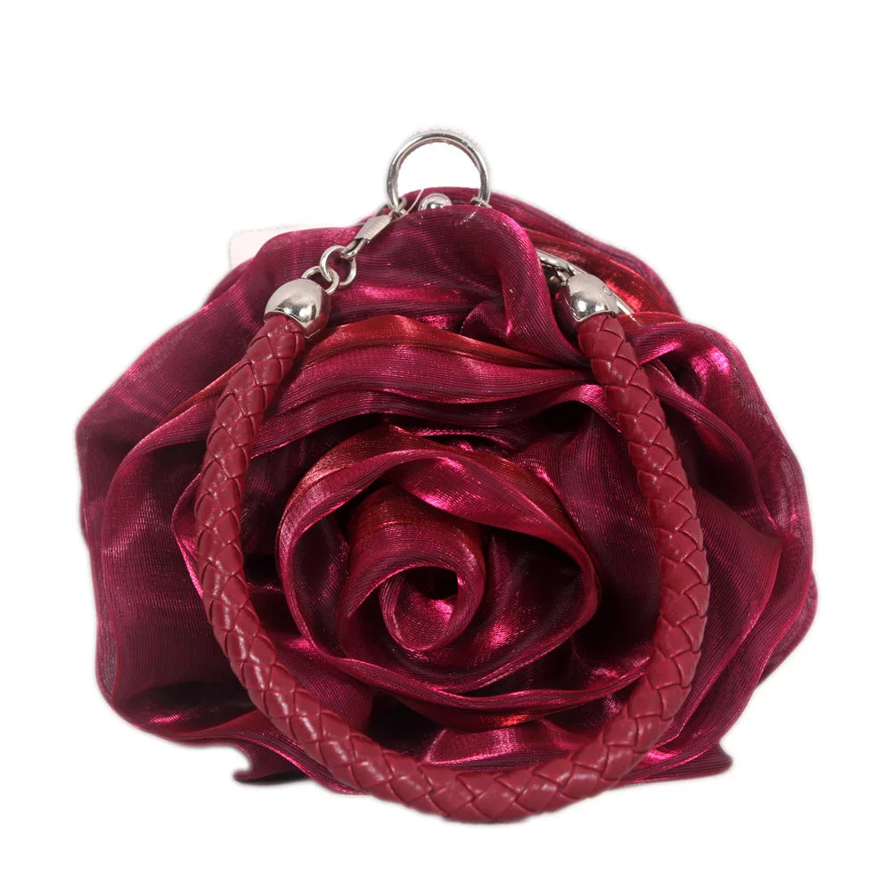 Bridal Rose Flower Evening Clutch Purse Women Bag Small Handbag Lady Silk Wedding Decorate Totes Party Bridesmaid Gift Purses