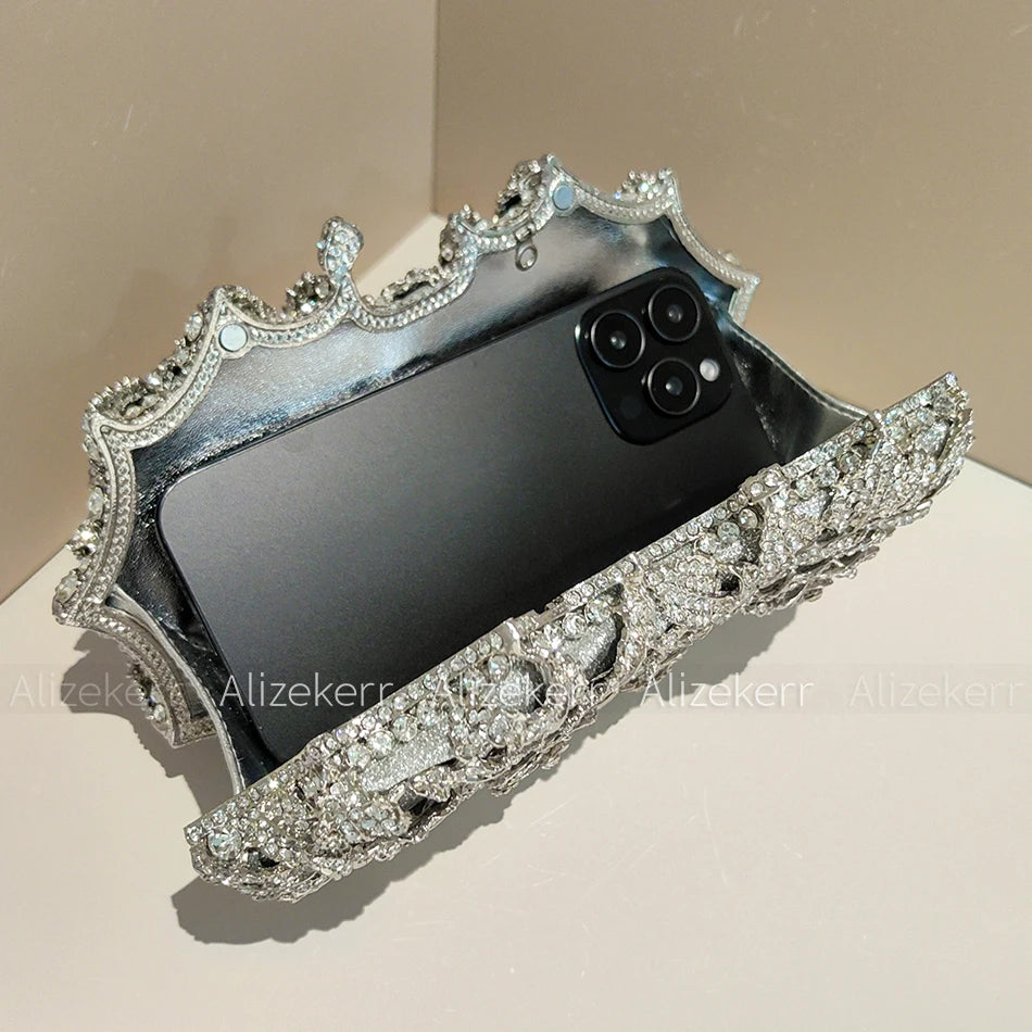 Rose Crystal Flower Evening Clutch