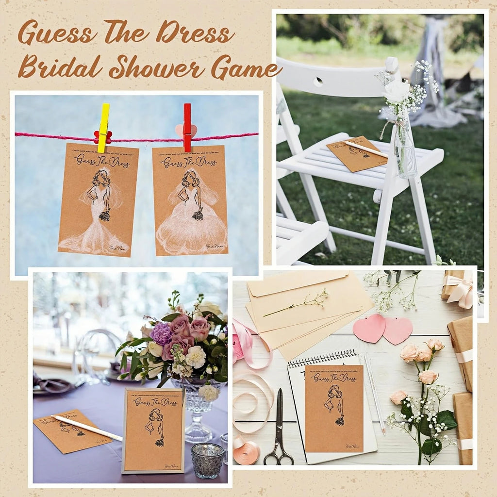 20pcs/set Guess the Dress Bridal Shower Games for Guests, Wedding Shower Games Cards, Fun Wedding Party Supplies Games Ideas