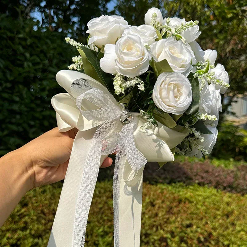 1PC Wedding Bouquet for Bride Wheat Ear and Green Leaf Wedding Bouquet Ceremony Anniversary Bridal Shower Wedding Accessories