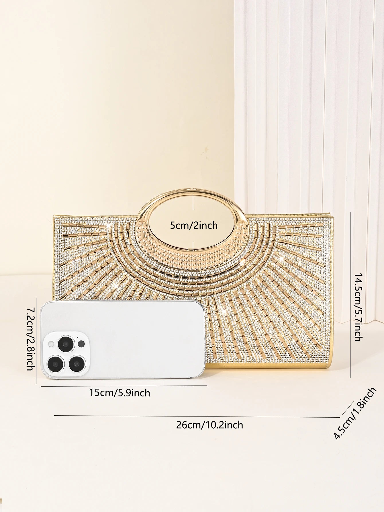 Women's Dinner Bag, European and American Retro Big Ring Clutch, Advanced Texture Diamond Flash Bridal Dinner Bag