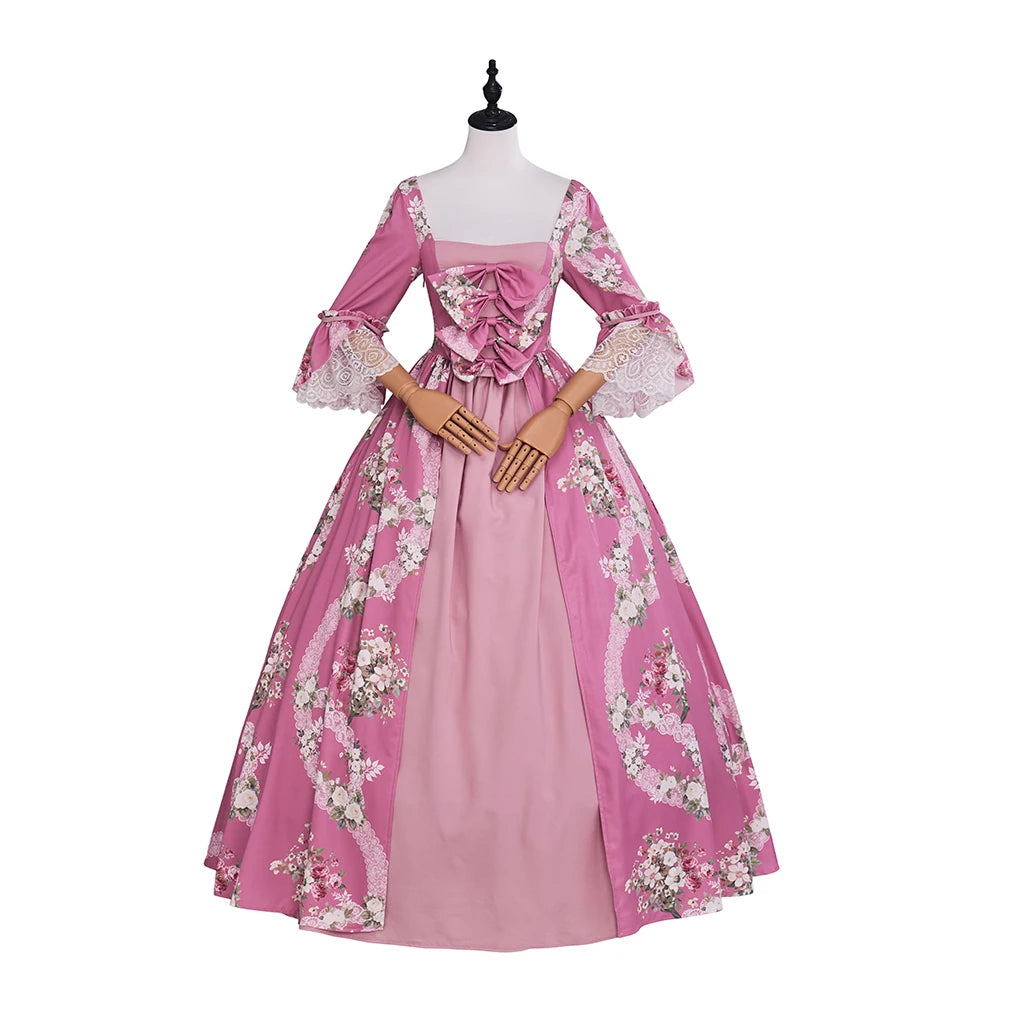 18th Century Rococo Floral Dress Victorian Royal Princess Wedding Ball Gown Marie Antoinette Baroque Gothic Lolita Walking Costu