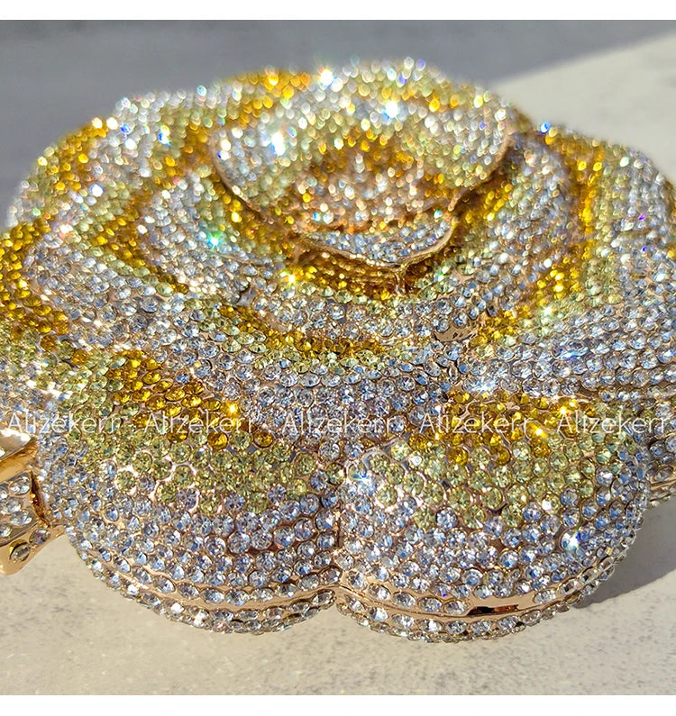 Rose-Shaped Crystal Bridal Clutch