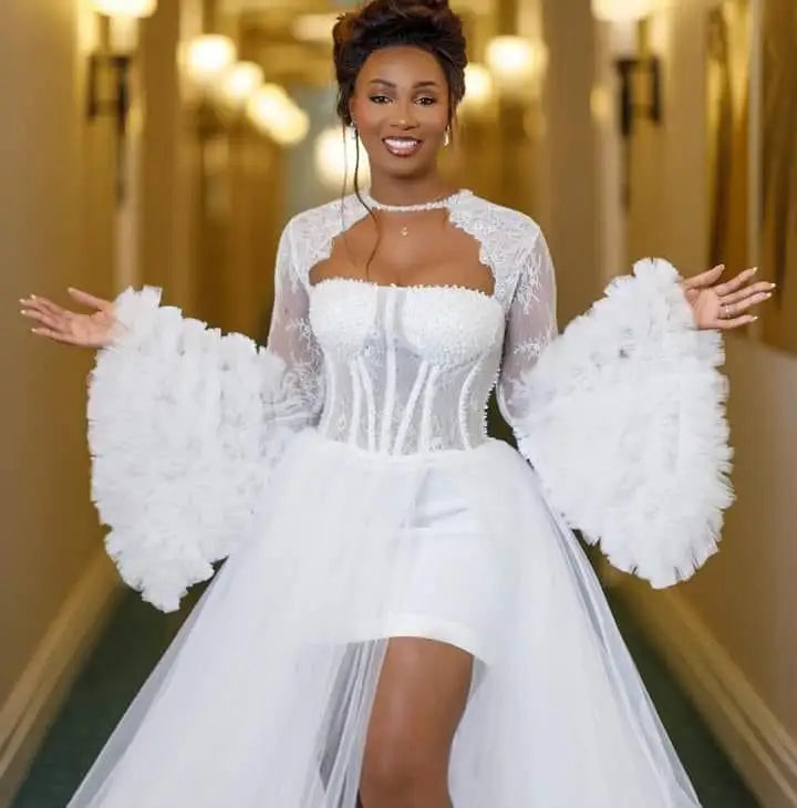 Luxury Bridal Robe Dress Maxi Wrap Customized Lingerie Women Fotos Gowns Boudoir Bathrobe Lace Wedding Dress For Babyshower