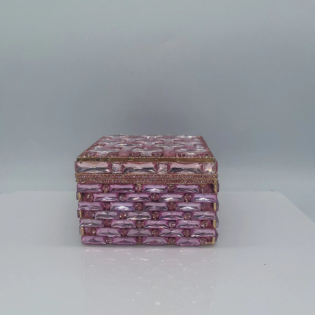 XIYUAN Green/Red Glass Clutch Diamond Women Box Handbgs Pink/Yellow Evening Purses Crystal Pouch Bags Fushcia Party Bridal Purse