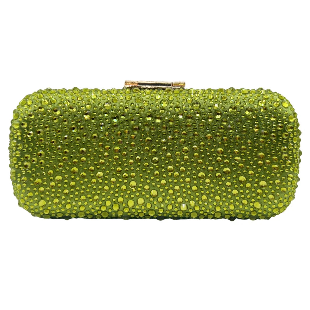 XIYUAN Women Green Crystal Evening Clutch Bag Glittering Purple Rhinestone Handbag Wedding Party Purse Full-diamond Bridal Bags