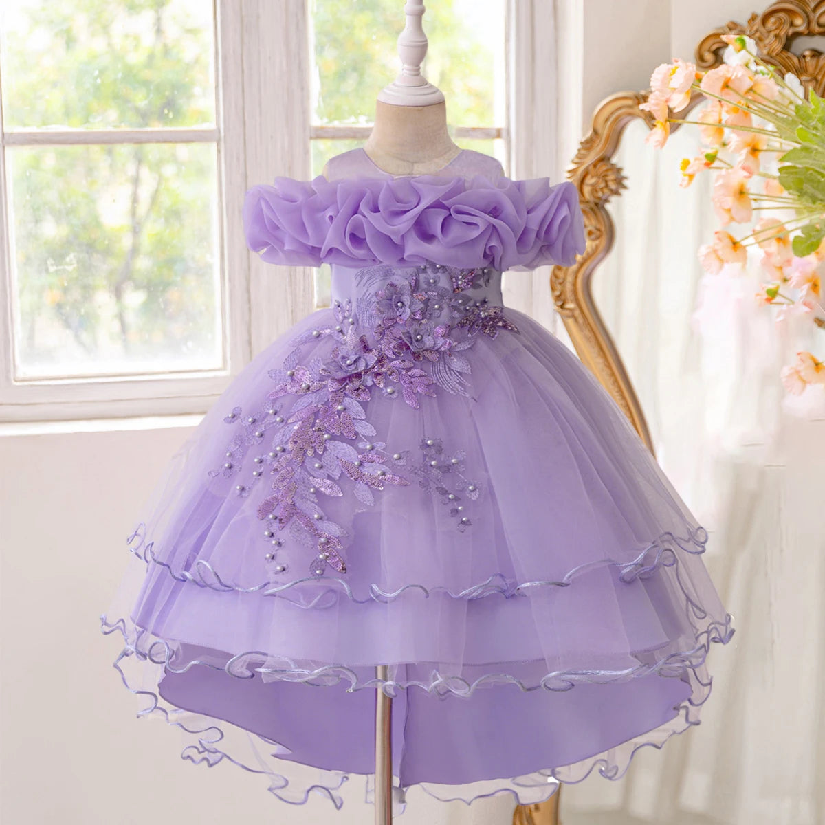 Tulle Bow Flower Bridesmaid Dress