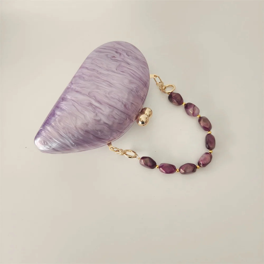 Oval Shell Acrylic Crossbody Clutch