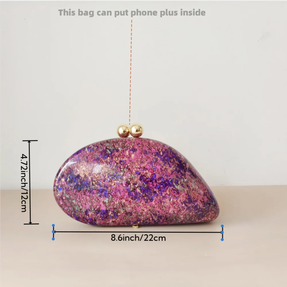 Oval Shell Acrylic Crossbody Clutch