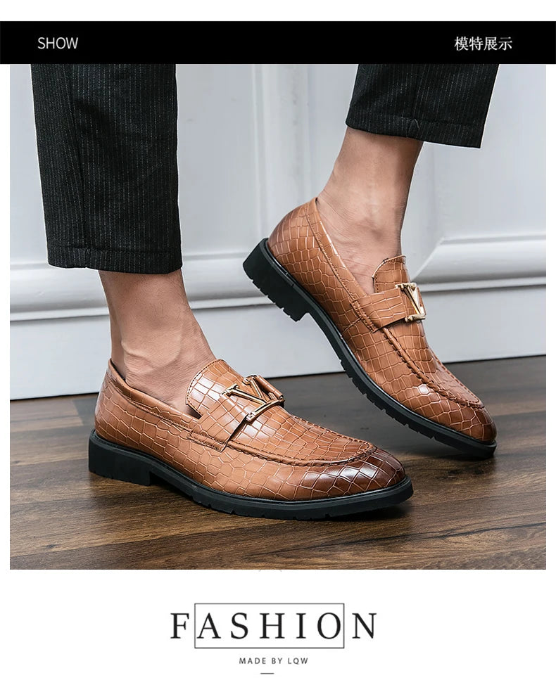 Four Seasons Men's High-end Business Formal Leather Shoes British Style Casual Fashion Texture Cover Green Size 38-47