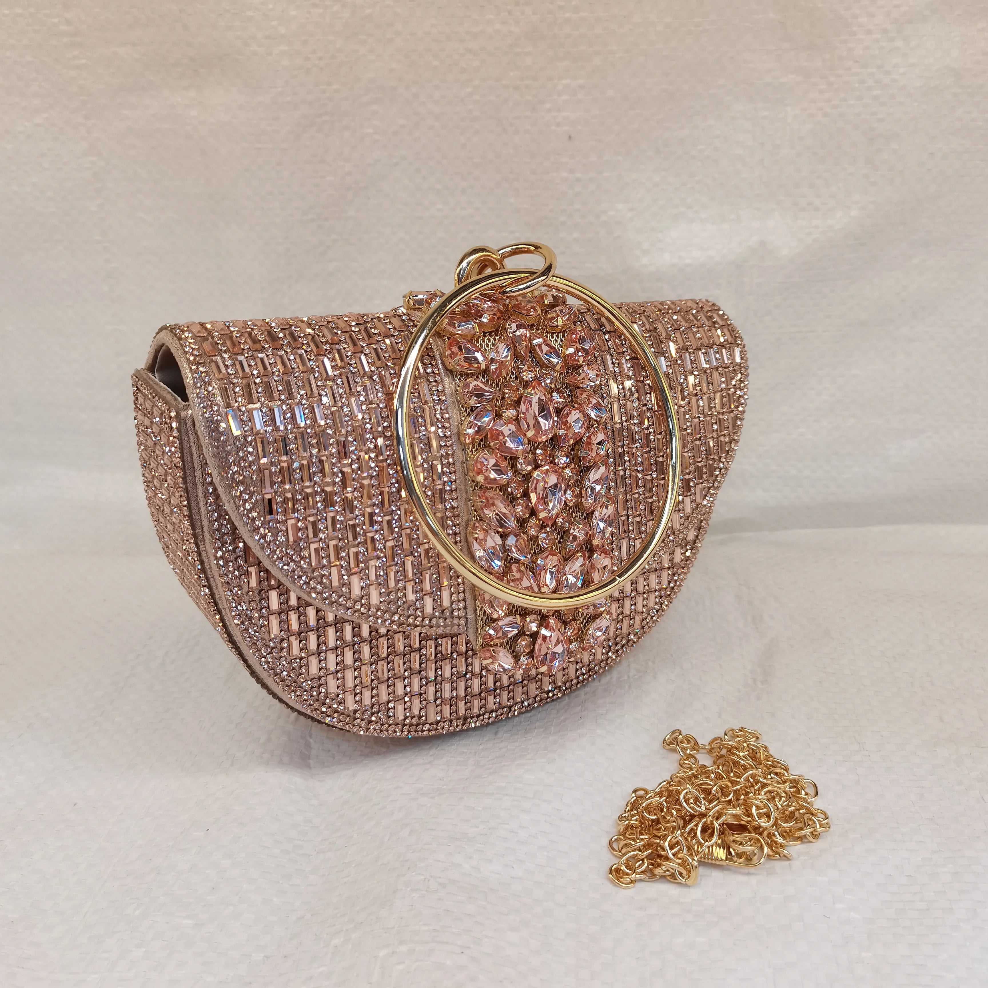 Pretty Rhinestone Clutch Evening Bag Women Wedding Party Purse Evening Banquet Round Bag European Exquisite Bridal Purse Para