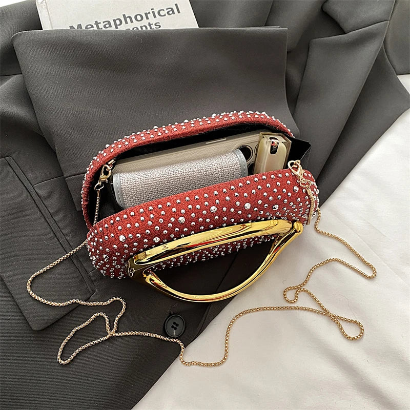 Red Wedding Evening Clutch Bag For Women Luxury Silver Gold Fashinon Party Purse And Handbag Trend Lady Lipstick Crossbody Bag