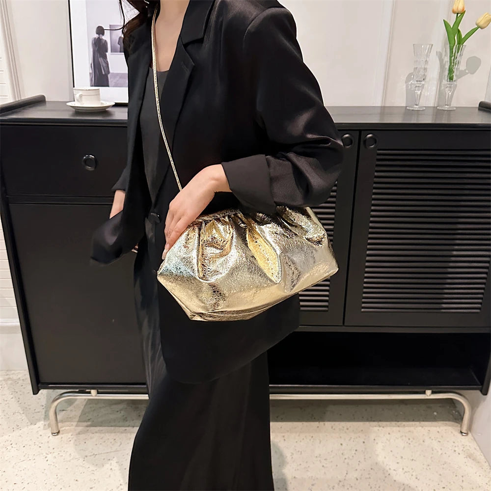 Golden Crossbody Evening Clutch