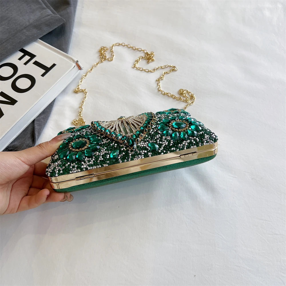 Rhinestone Gemstone Crossbody Clutch