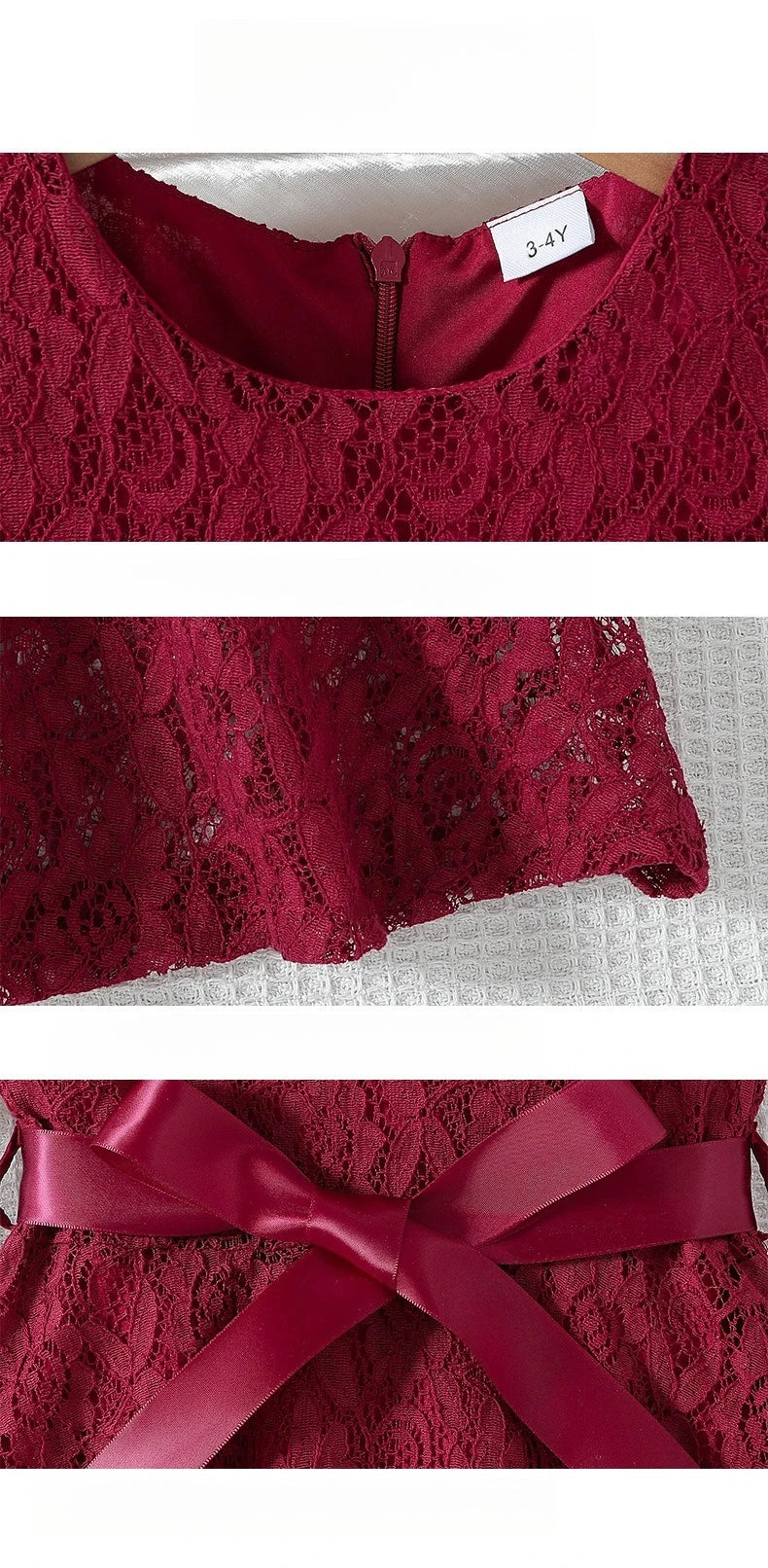 Lace Belted Girls' Formal Dress