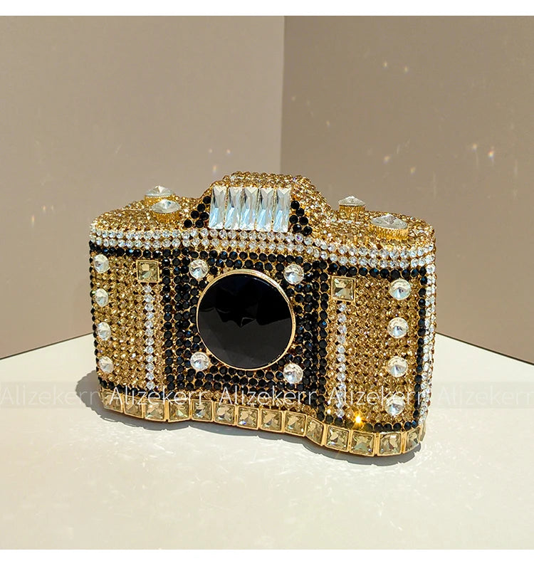 Camera-Shaped Diamond Evening Clutch