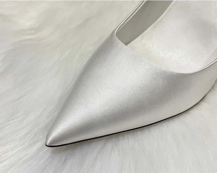 Pumps Women Shoes Wedding Shoes White High Heels Women's Satin Bridal Shoe Bridesmaid Shoes Large Size 42 43