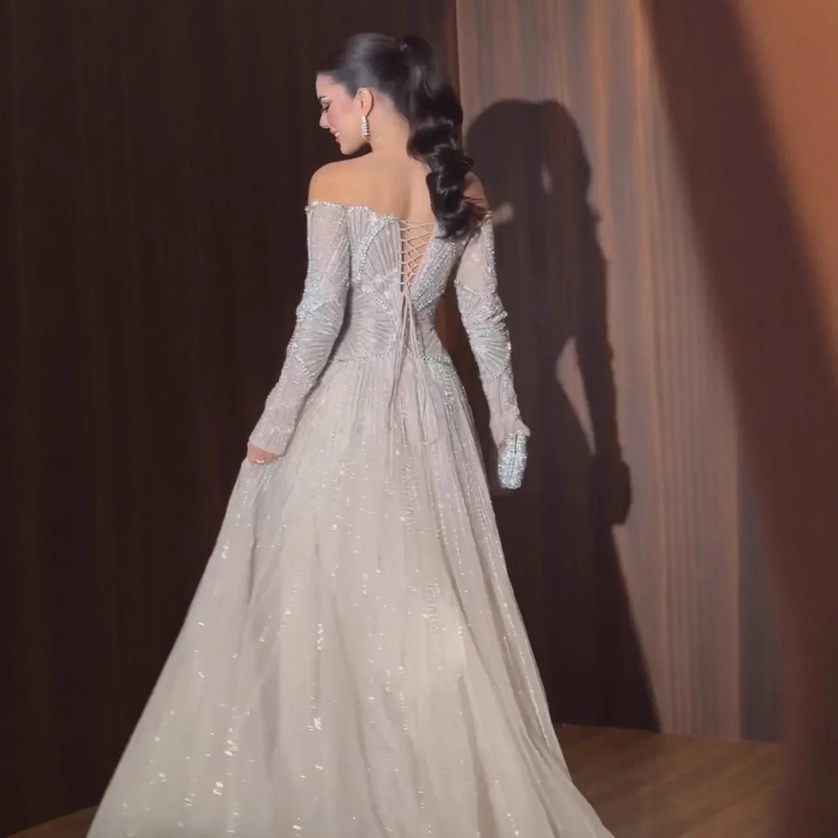 Aunber Customized Luxury Evening Dresses Beige Arabic Dubai Famous Designer A-Line For Wedding Party Dresses