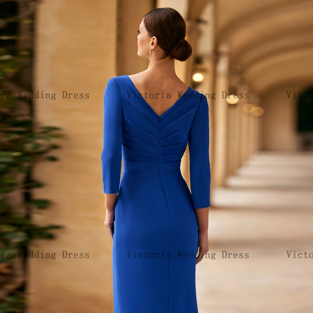 Royal Blue V-Neck Mermaid Mother of the Bride Dress
