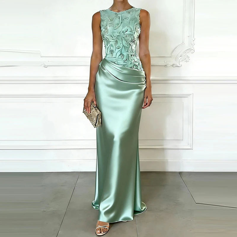 Lace Patchwork Satin Bridesmaid Dress