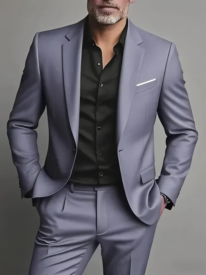 Elegant Men's Suit Sets- Slim Fit Tuxedo Set for Weddings & Formal Occasions, Black Suit