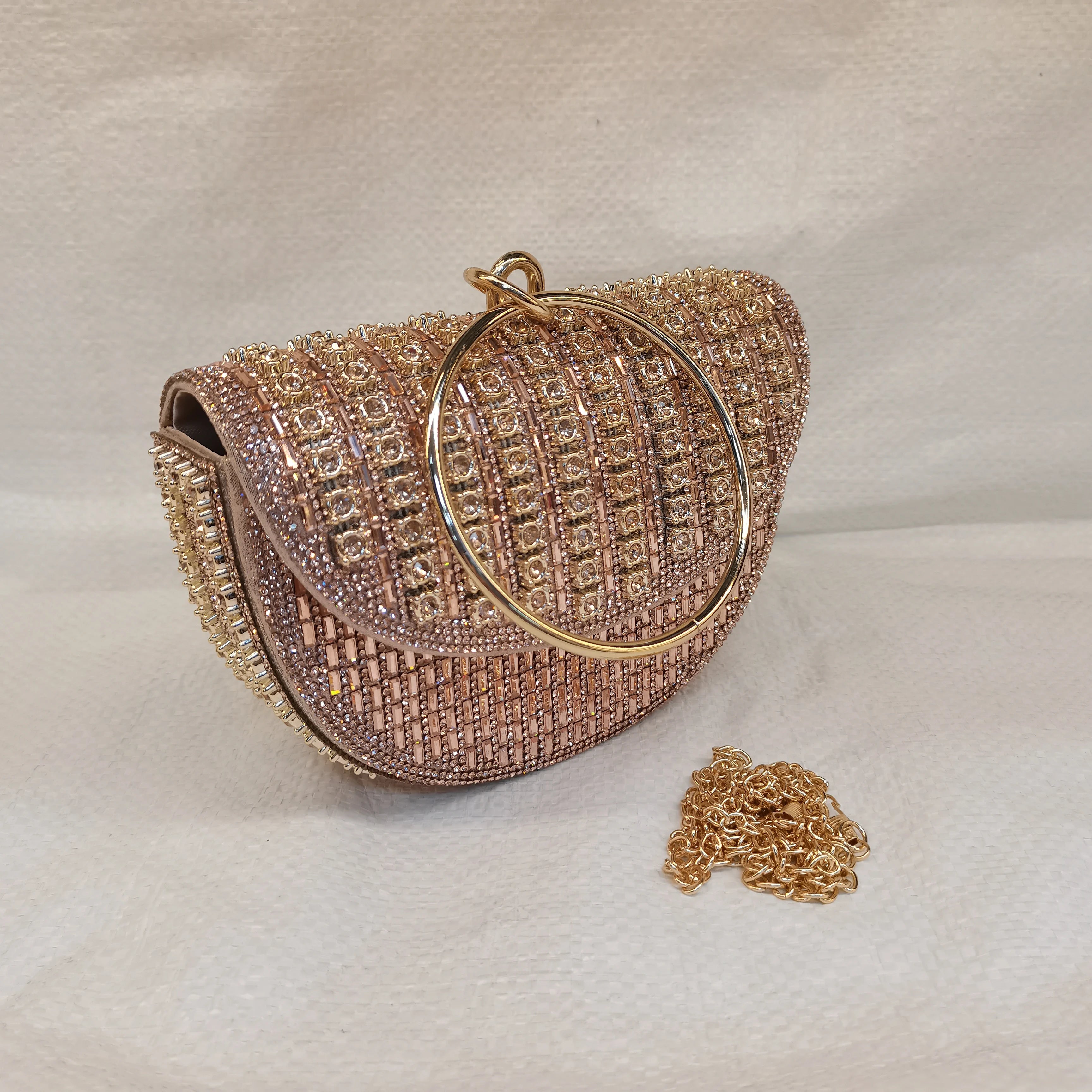 Pretty Rhinestone Clutch Evening Bag Women Wedding Party Purse Evening Banquet Round Bag European Exquisite Bridal Purse Para