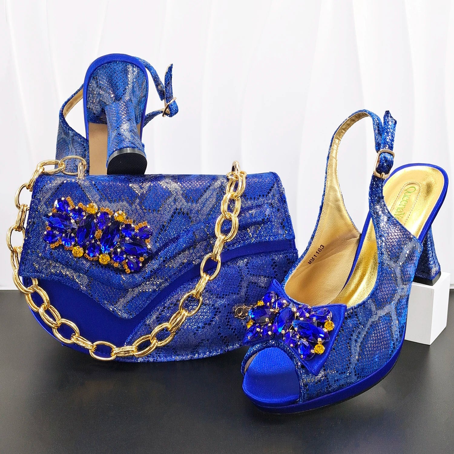 New Designer Bigger Size Shoes and Bags Set for Women 2026 Italian Wedding Shoe for Bride Ladies High Heel Shoes with Rhinestone