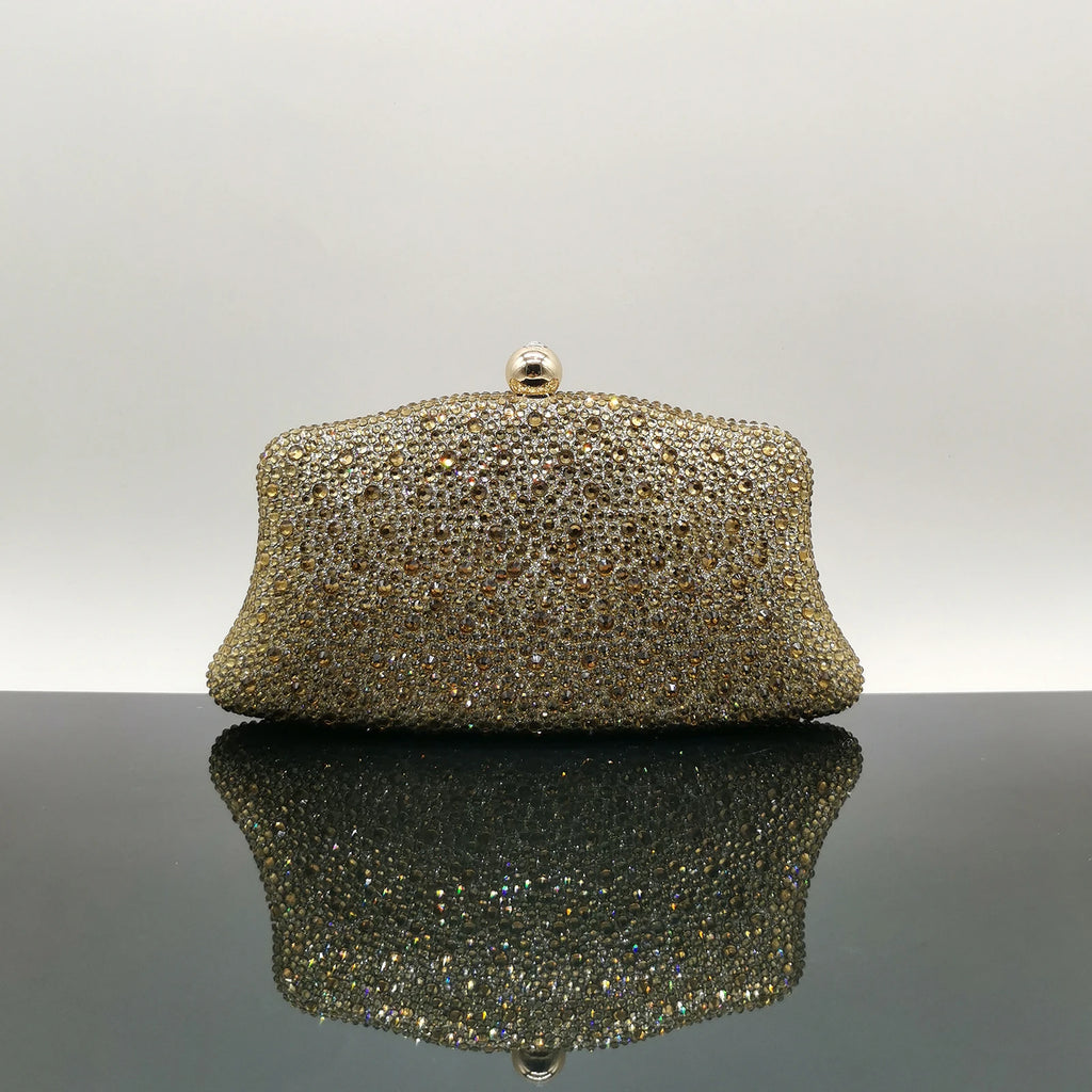 XIYUAN Women Blue/Gold/Red Crystal Bridal Clutch Silver Evening Purses Wedding Party Day Clutches Minaudiere Rhinestone Handbags