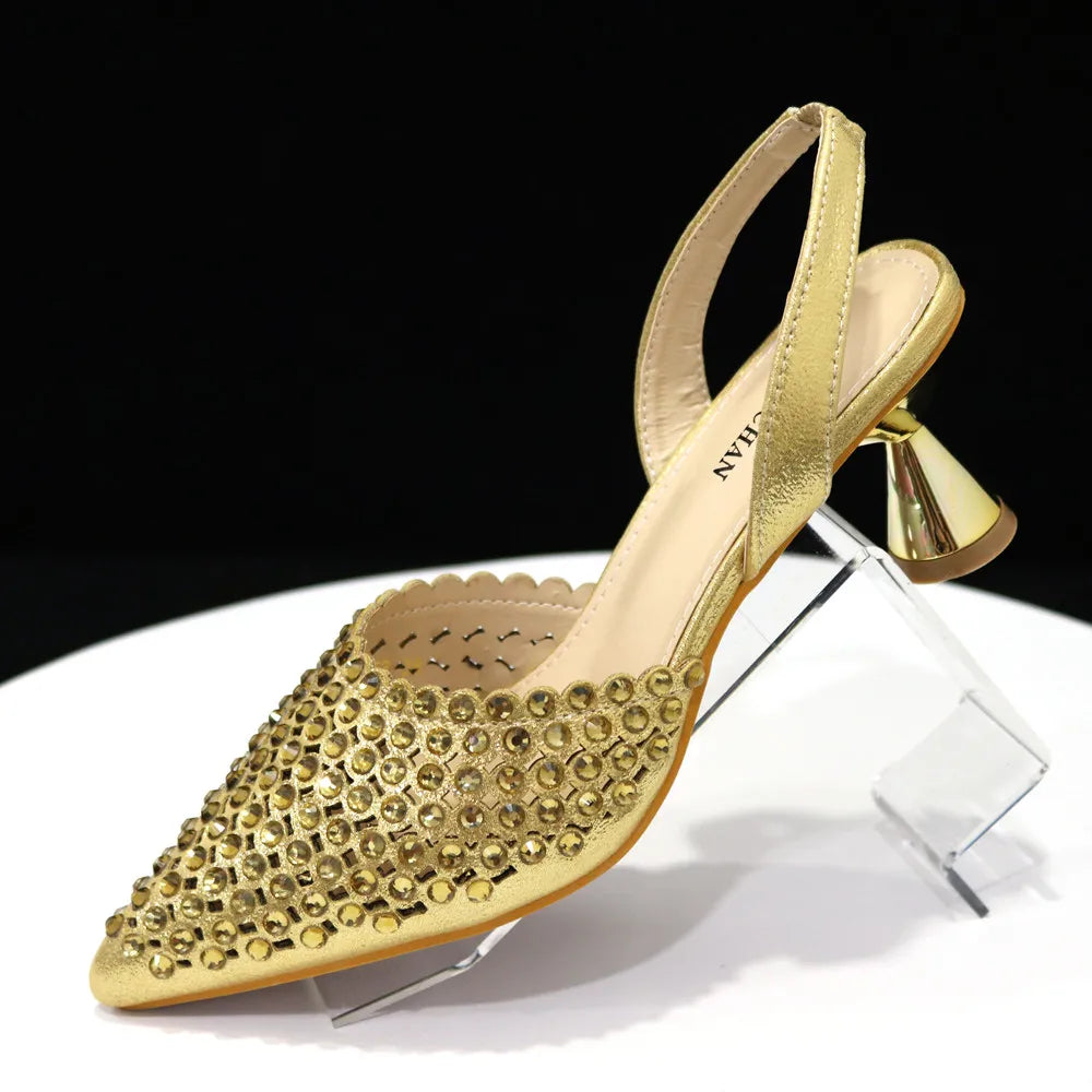 Wine Crystal Pointed-Toe Heels