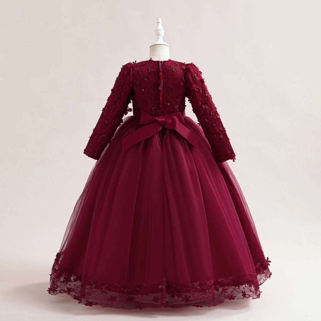 Long-Sleeve Lace Junior Bridesmaid Dress