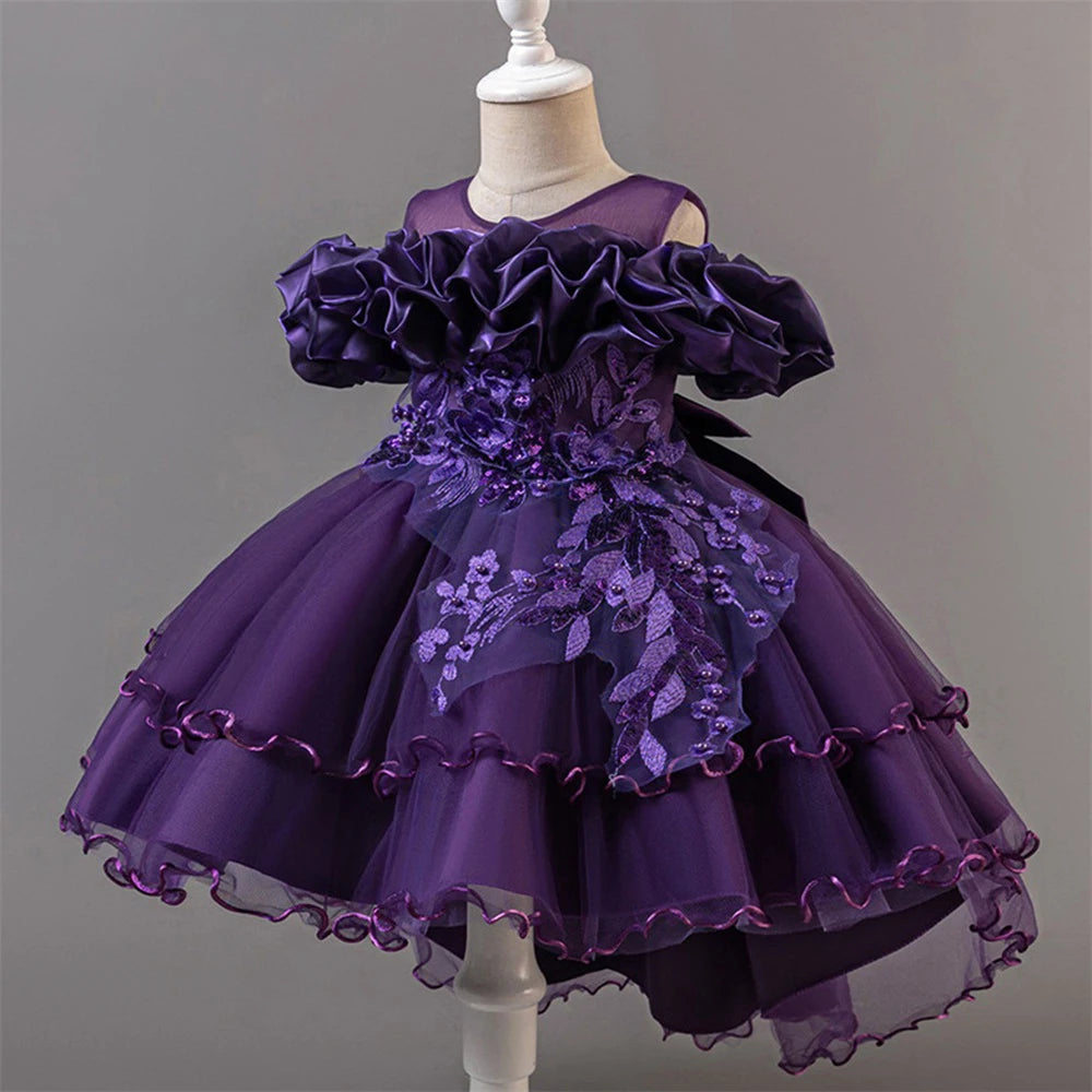 Tulle Bow Flower Bridesmaid Dress
