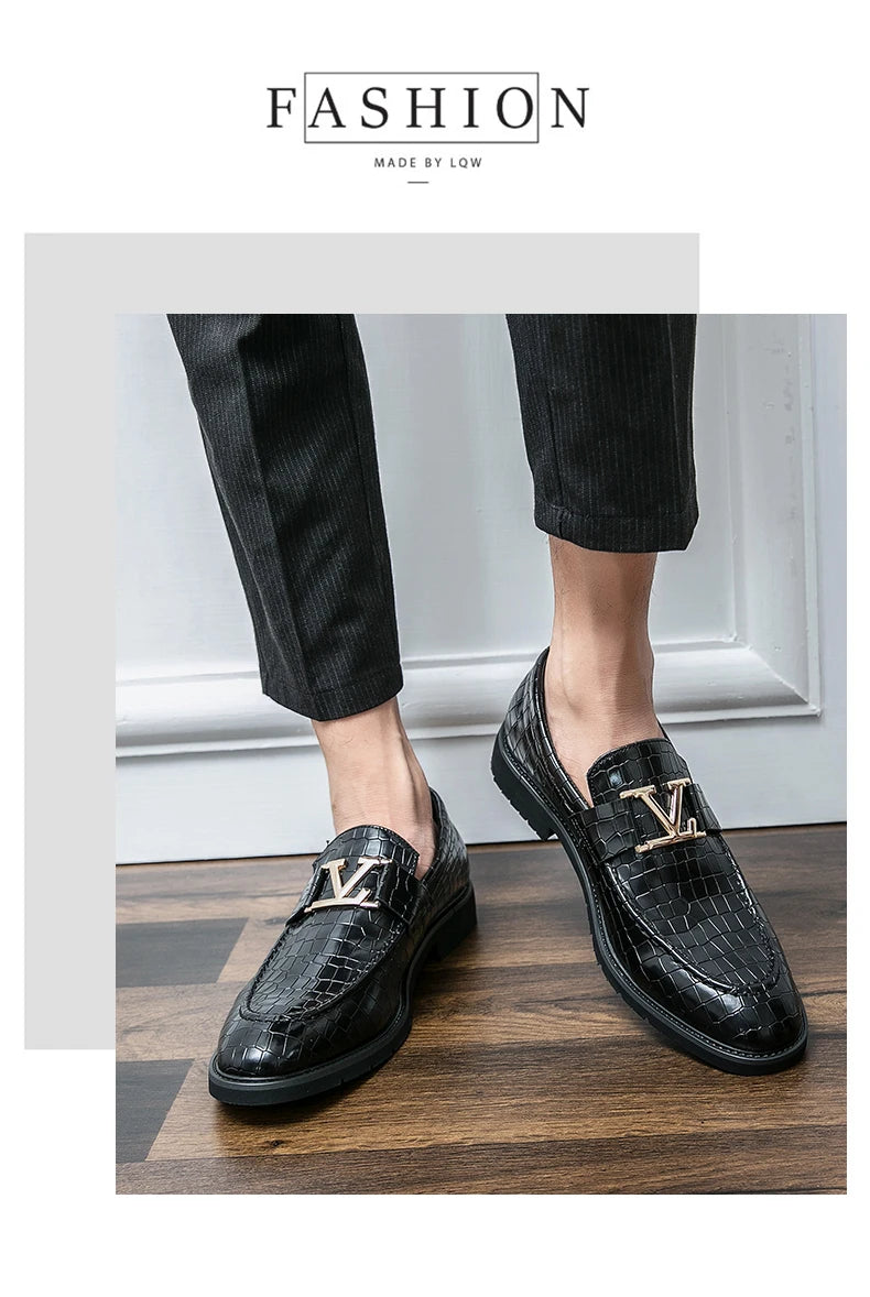 Four Seasons Men's High-end Business Formal Leather Shoes British Style Casual Fashion Texture Cover Green Size 38-47
