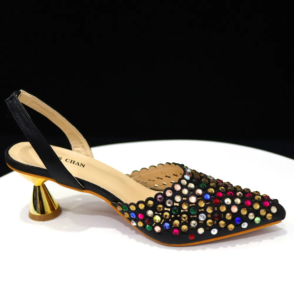 Wine Crystal Pointed-Toe Heels