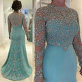 Beaded Long Sleeve Mermaid Mother of the Bride Dress
