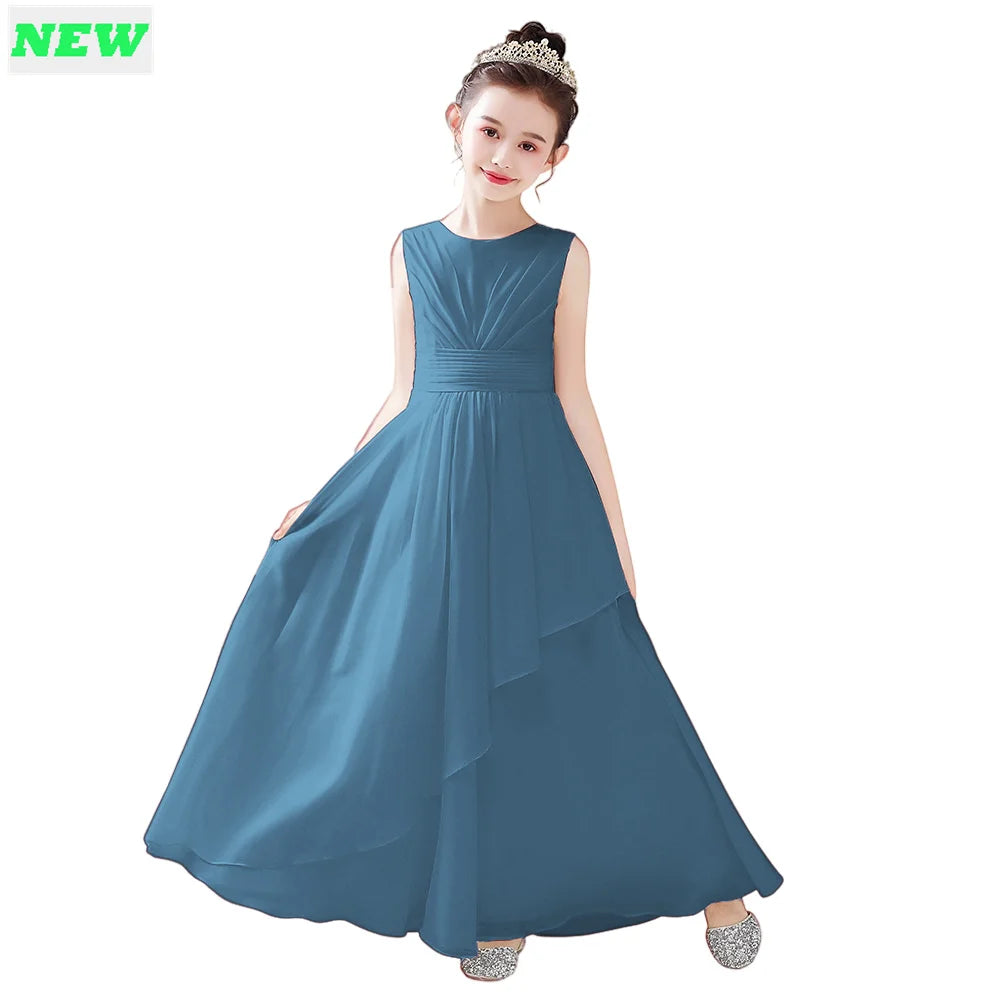 Chiffon Bow-Sash A-Line Flower Girl Dress