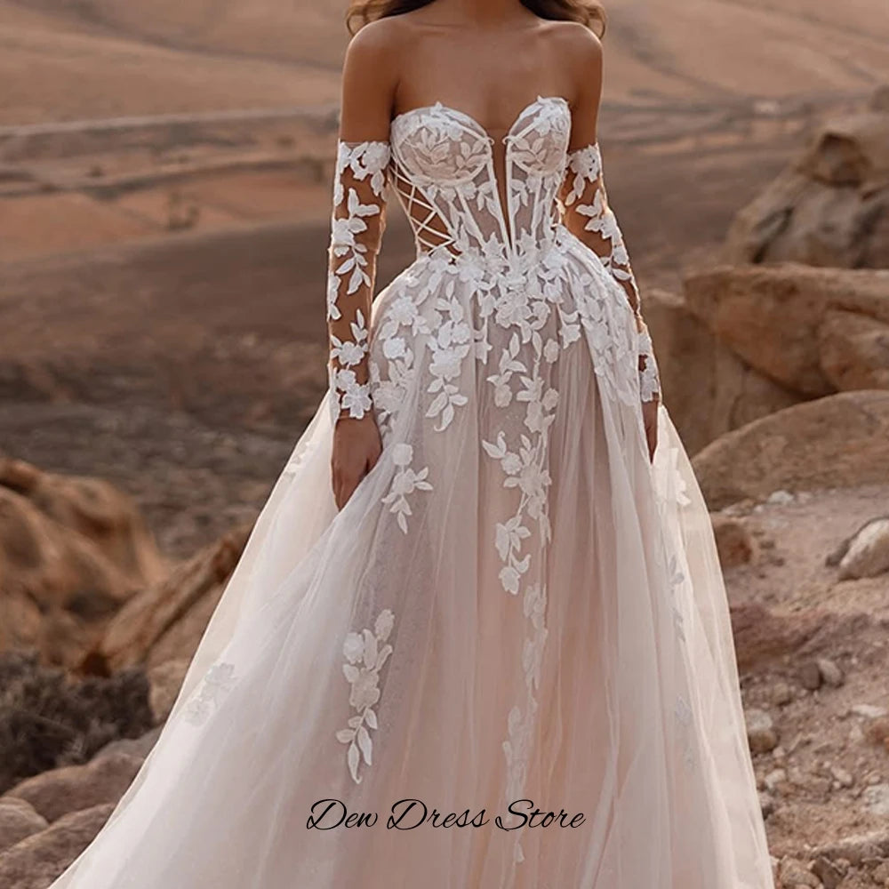 Sweetheart Applique Tulle A-Line Wedding Dress