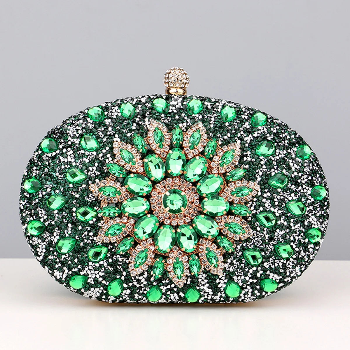 Flower Rhinestone Evening Clutch