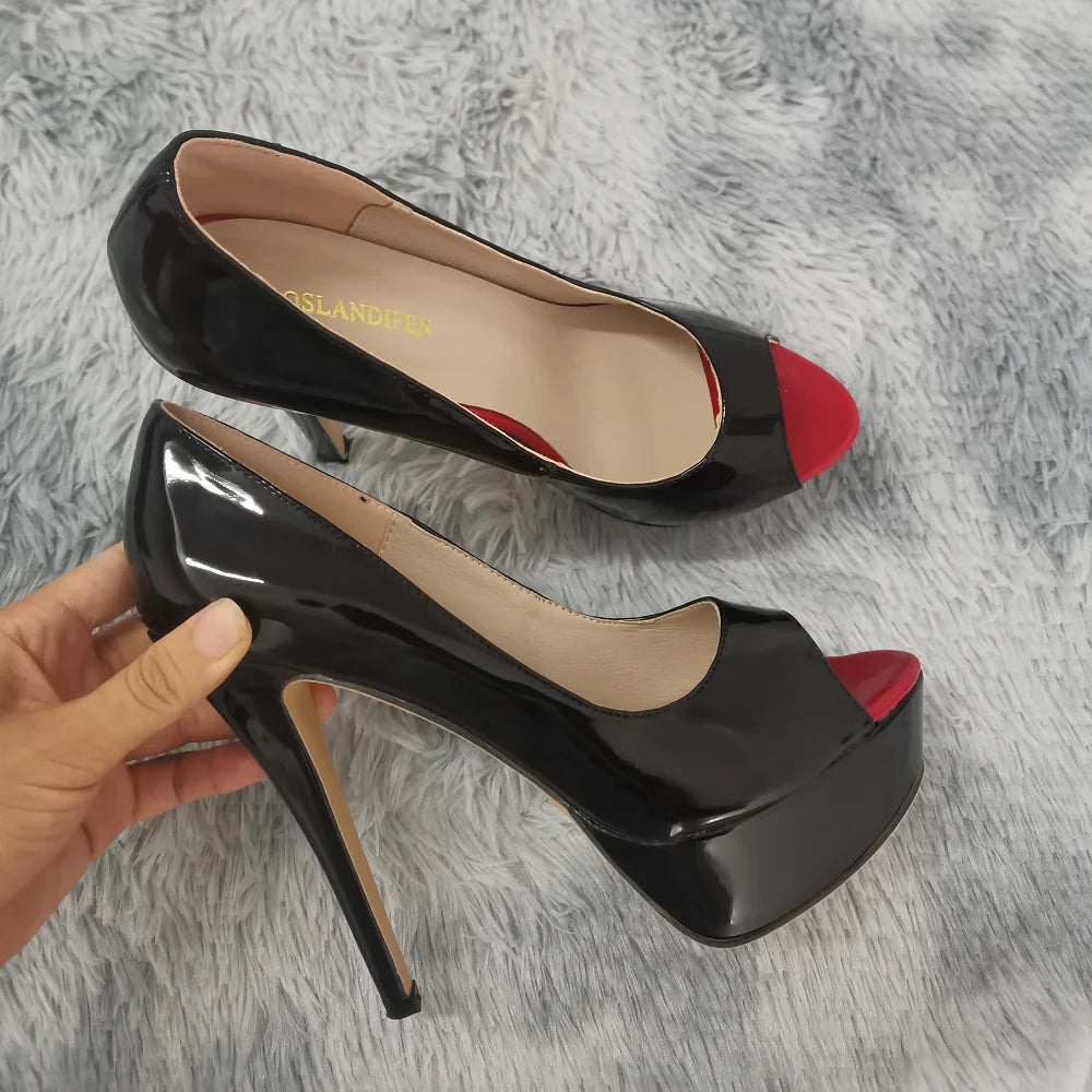 Peep-Toe Platform Stiletto Heels