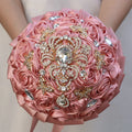 Pink Bridal Wedding Bouquet Artificial Silk Rose Flower Bouquet