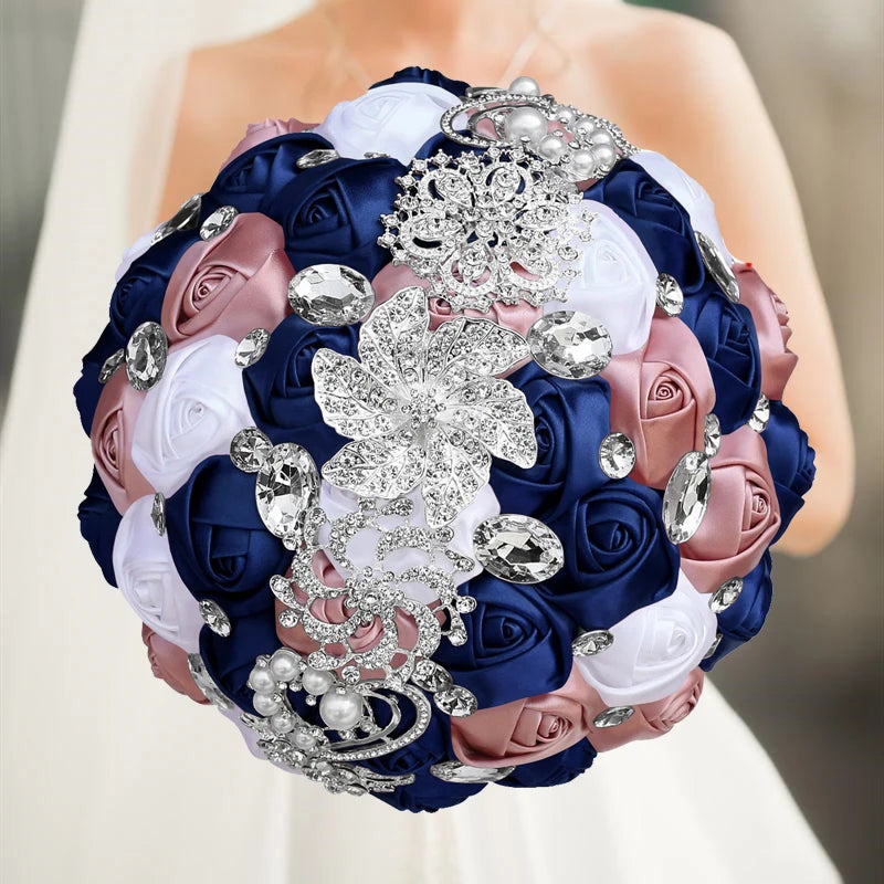 Navy Champagne Wedding Bouquet Flowers