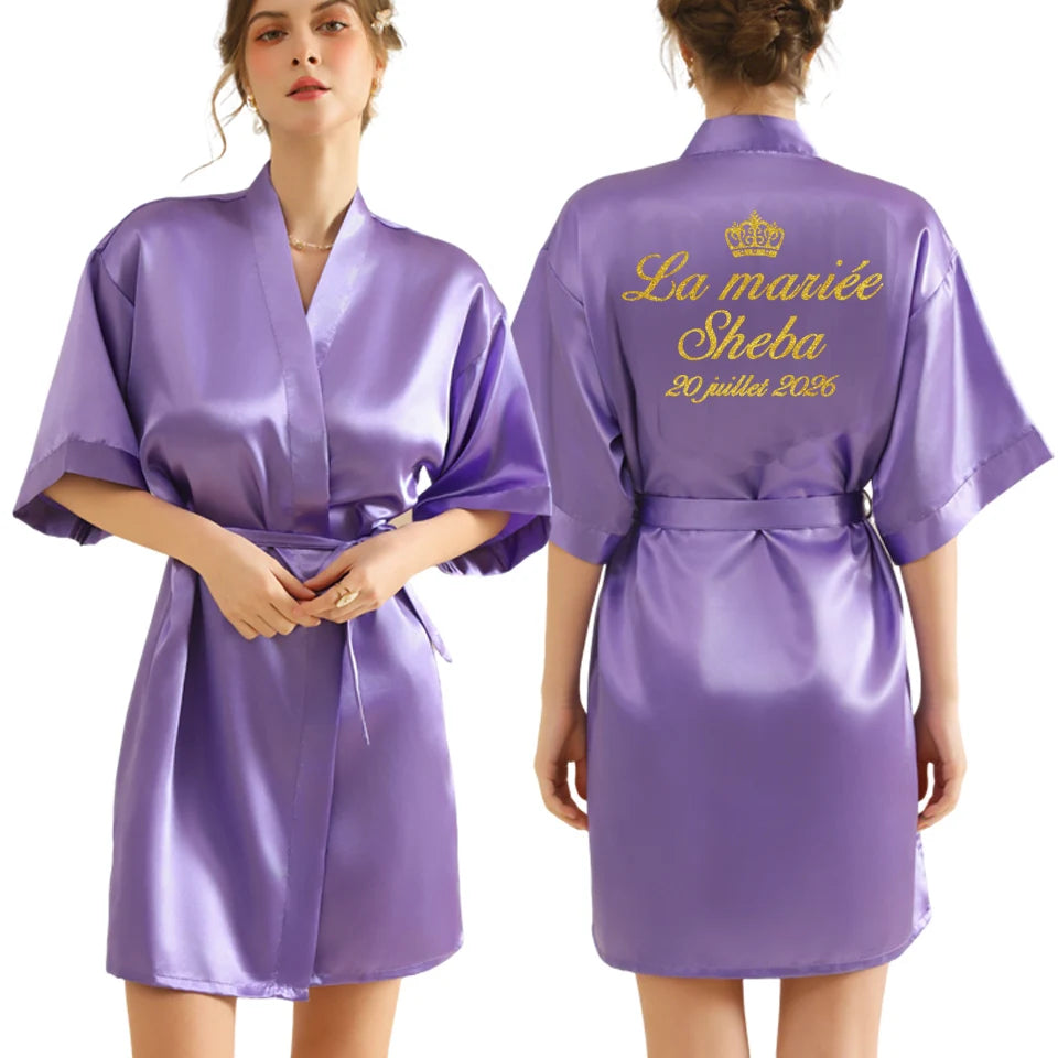 Personalized Text Logo Wedding Bathrobe Bridal Robe Bride Bridesmaid Wedding Robes Woman Bachelorette Hen Party