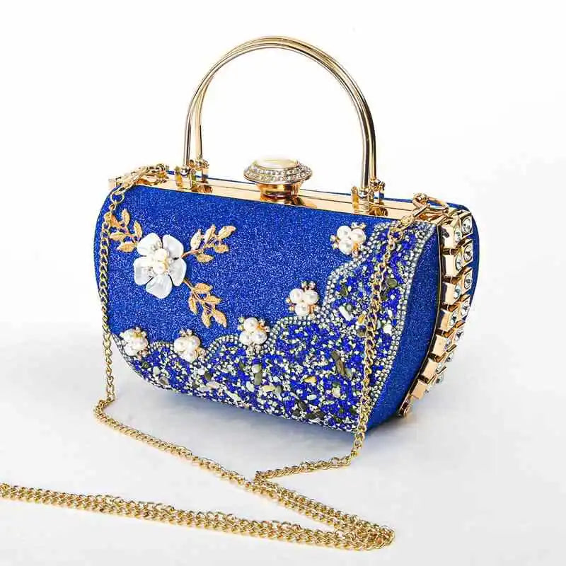 2024 New Arrival Flower Crystal Wedding Bridal Clutch Purse Luxury Designer Women's Dinner Party Cocktail Handbags Diamond Bags
