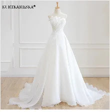 White Satin Embroidered Lace Backless Dress