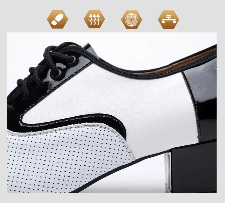 Modern Dance Shoes For Men Soft Performance Leather Breathable Social Latin Dance Square Formal Dress Jazz Dance Shoes Sneakers
