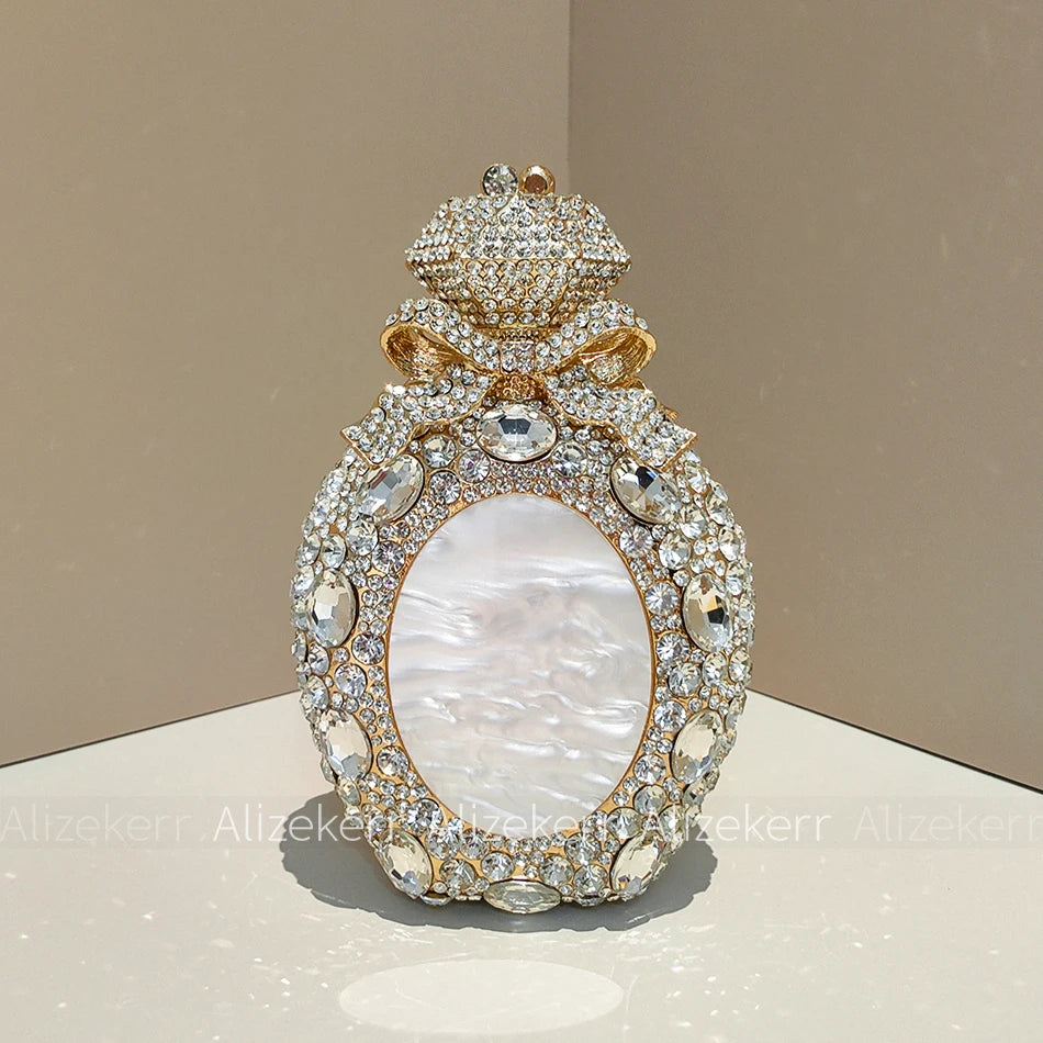 Perfume Bottle Crystal Evening Clutch