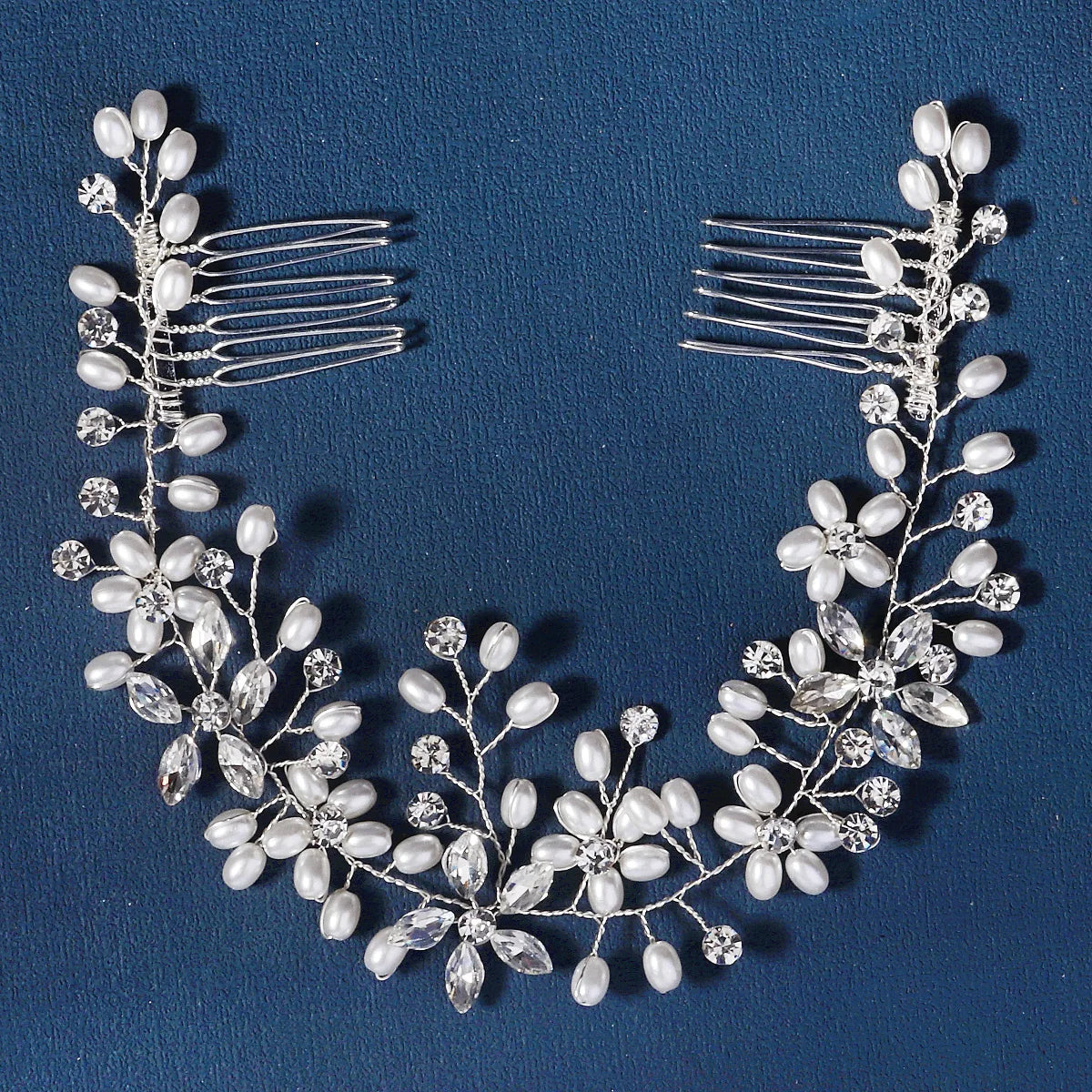 Floral Pearl and Rhinestone Bridal Hair Vine